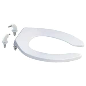 Elongated Commercial-Grade Plastic Open Front Toilet Seat in White