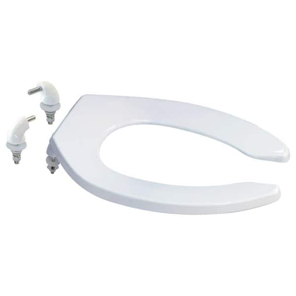 EZ-FLO Elongated Commercial-Grade Plastic Open Front Toilet Seat in White