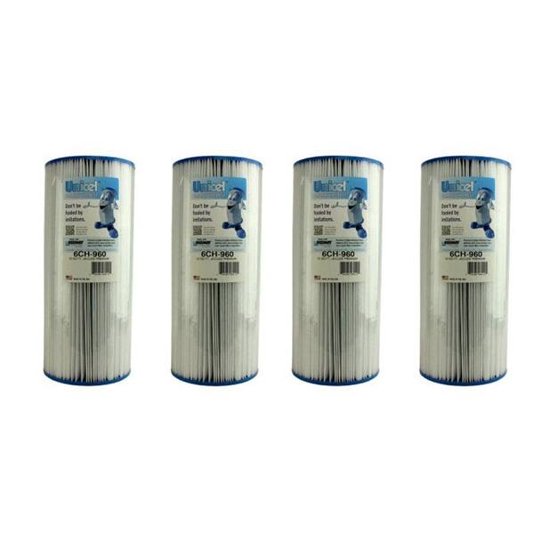 Unicel 6.75 in. Dia Jacuzzi Premium Replacement Pool Spa Filter Cartridges (4Pack) 4 x 6CH960