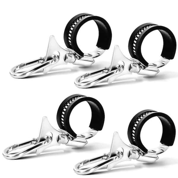 ANLEY Flagpole Clamp and Clip Kit - Attachment Accessory Stainless Steel Metal Hose Clamp Rings (4-Pack)