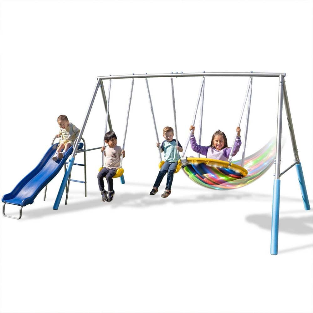 Comet Metal Swing Playset with LED Light-Up Saucer Swing, 2 Swings, & 5-FT Slide price history on PriceWatchPro