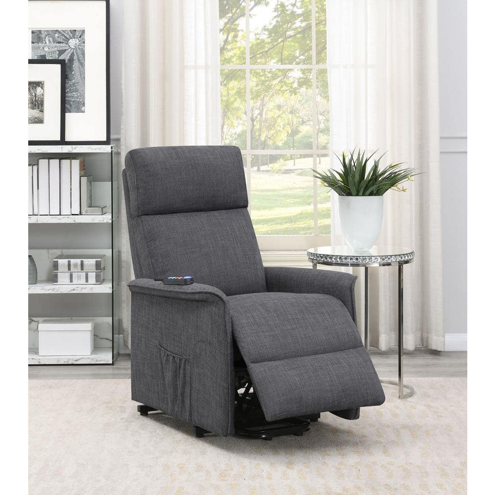 Gray Microfiber Power Lift Recliner with Massage Function