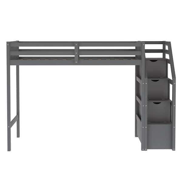 Twin over Full Bunk Bed with Drawers,Storage and Slide