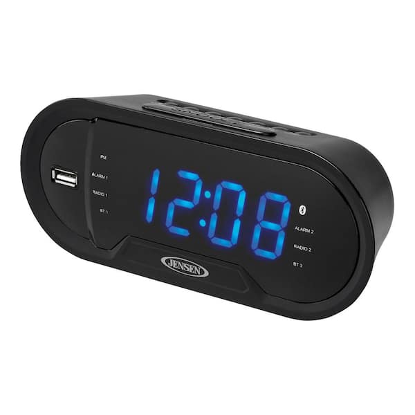 Flitsend hobby Plakken JENSEN Bluetooth Digital AM/FM Dual Alarm Clock with USB Charging Port  JCR-298 - The Home Depot