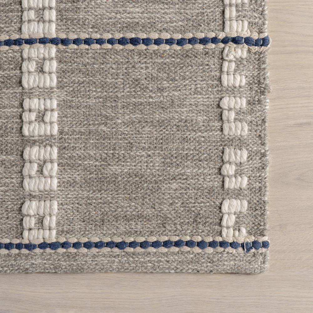 Morgan Gray Geometric Check Wool and Cotton 3' x 5' Area Rug