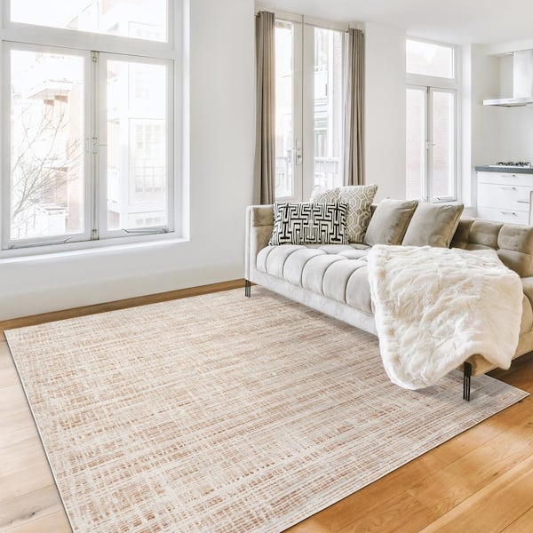 Missha Marris Beige 5 ft. x 7 ft. Abstract High-Low Indoor Area Rug