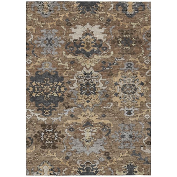 Chantille Machine Washable Indoor/Outdoor Abstract ACN3158 Brown 5 ft. x 7 ft. 6 in. Area Rug