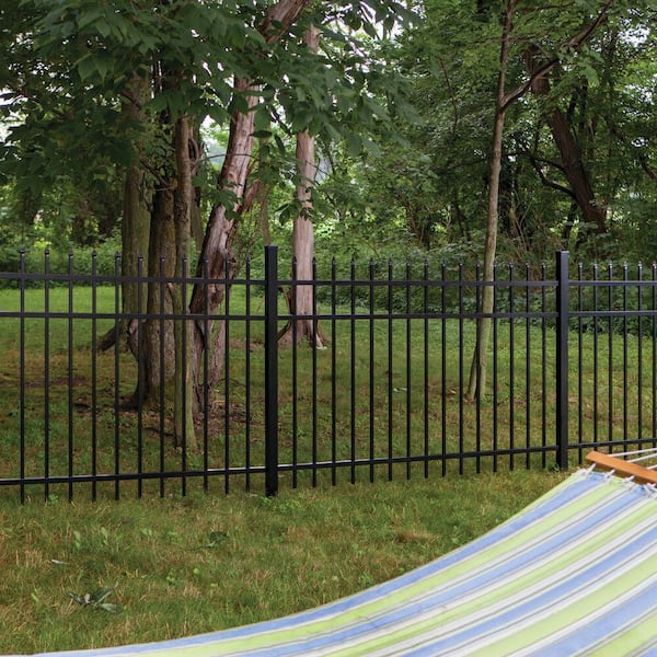 Cascade Standard-Duty 4 ft. H x 6 ft. W Black Aluminum Pre-Assembled Fence Panel