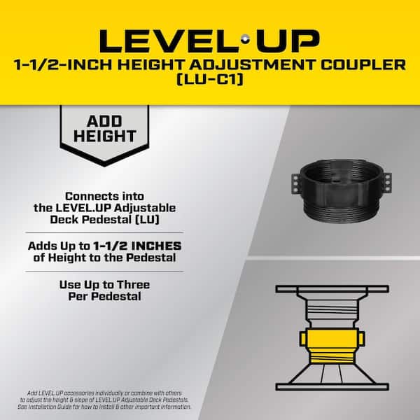 Level.Up Pedestal System Accessory Height Coupler 1-1/2 in. (12-Pack)