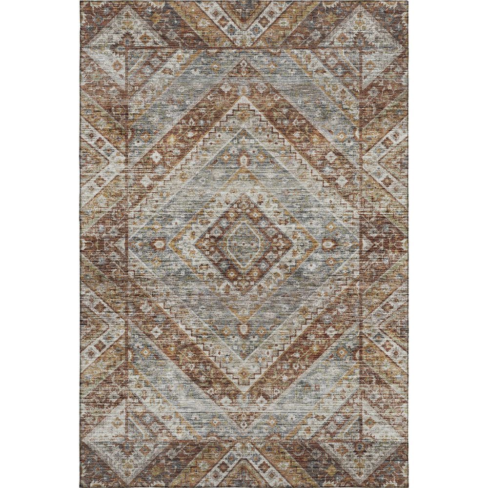 Mayfield Premium Machine Washable Abstract AMF2195 Paprika 3 ft. x 4 ft. Area Rug price history on PriceWatchPro