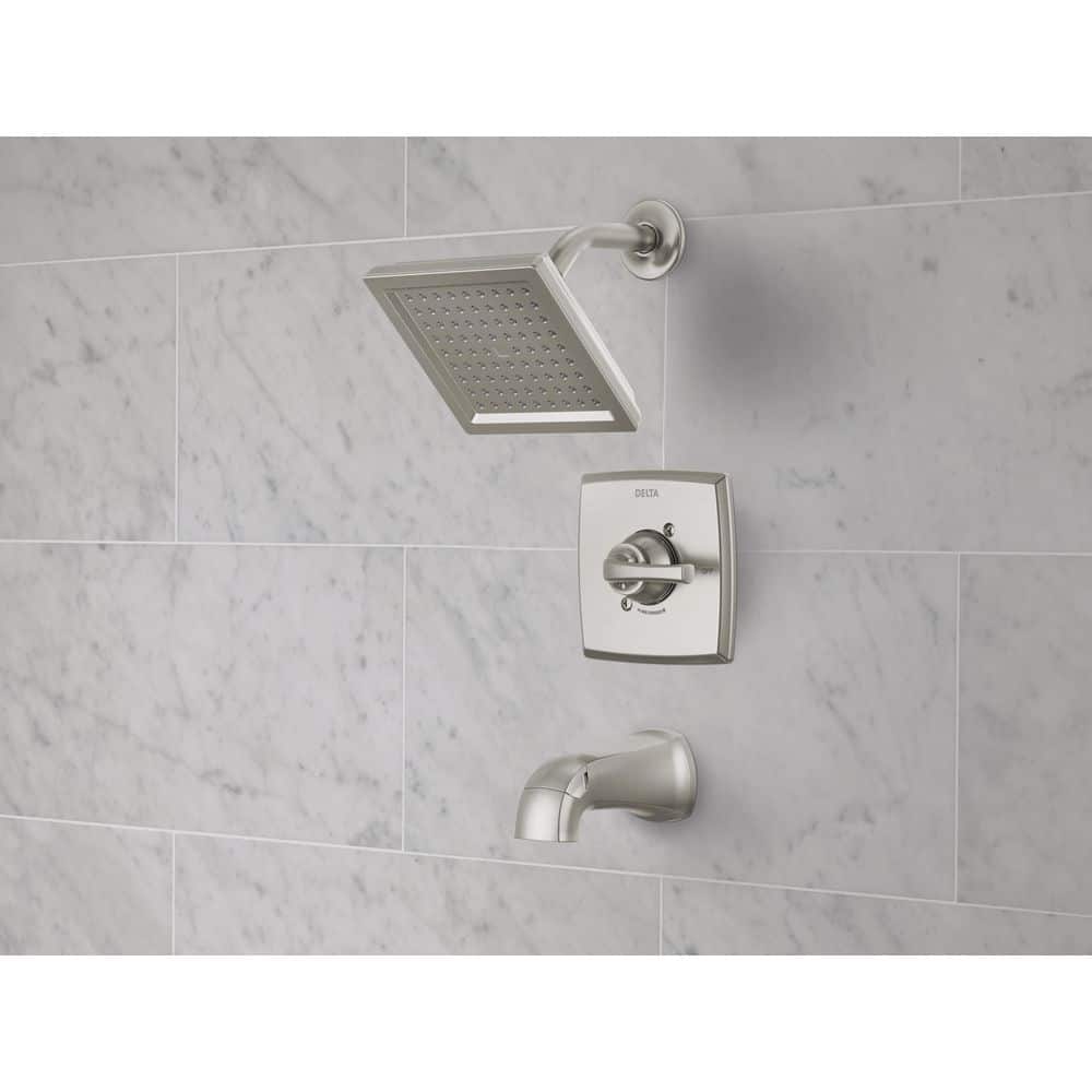 Geist Brushed Nickel Square Wall Mounted Tub and Shower Set