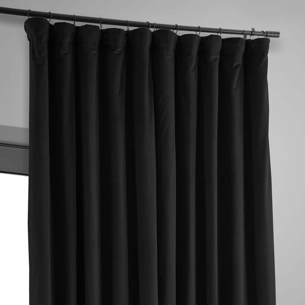 Black Velvet Extra Wide Blackout Curtain Panel 96 Inch