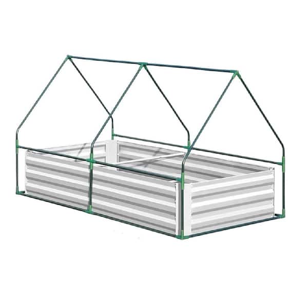 Large 6 x 3 x 1 ft. Clear Galvanized Metal Raised Garden Bed with Mini Greenhouse and Ventilated Cover