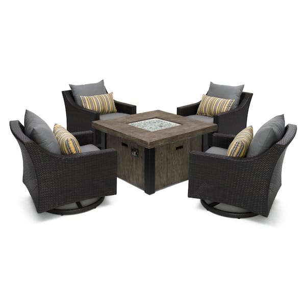 Sunbrella 5 piece woven seating set with discount fire