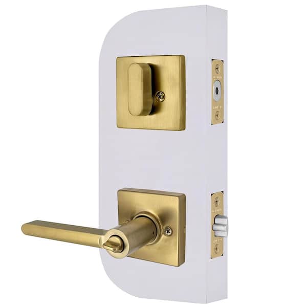 Defiant - Tonebridge Brushed Gold Combo Pack with Single Cylinder Square Rose Deadbolt