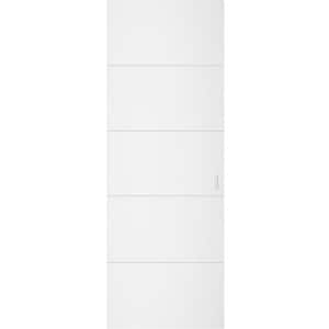 30 in. x 80 in. Unassembled Universal/Reversible Solid Wood Painted White Flush Mount Hidden Door with Silver Hinge