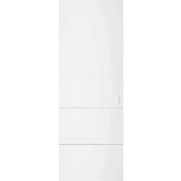 42 in. x 96 in. Unassembled Universal/Reversible Solid Wood Painted White Flush Mount Hidden Door with Silver Hinge