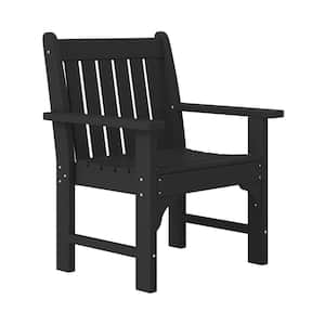 Laguna Outdoor Patio Weather Resistant Poly Plastic Garden Arm Chair in Black