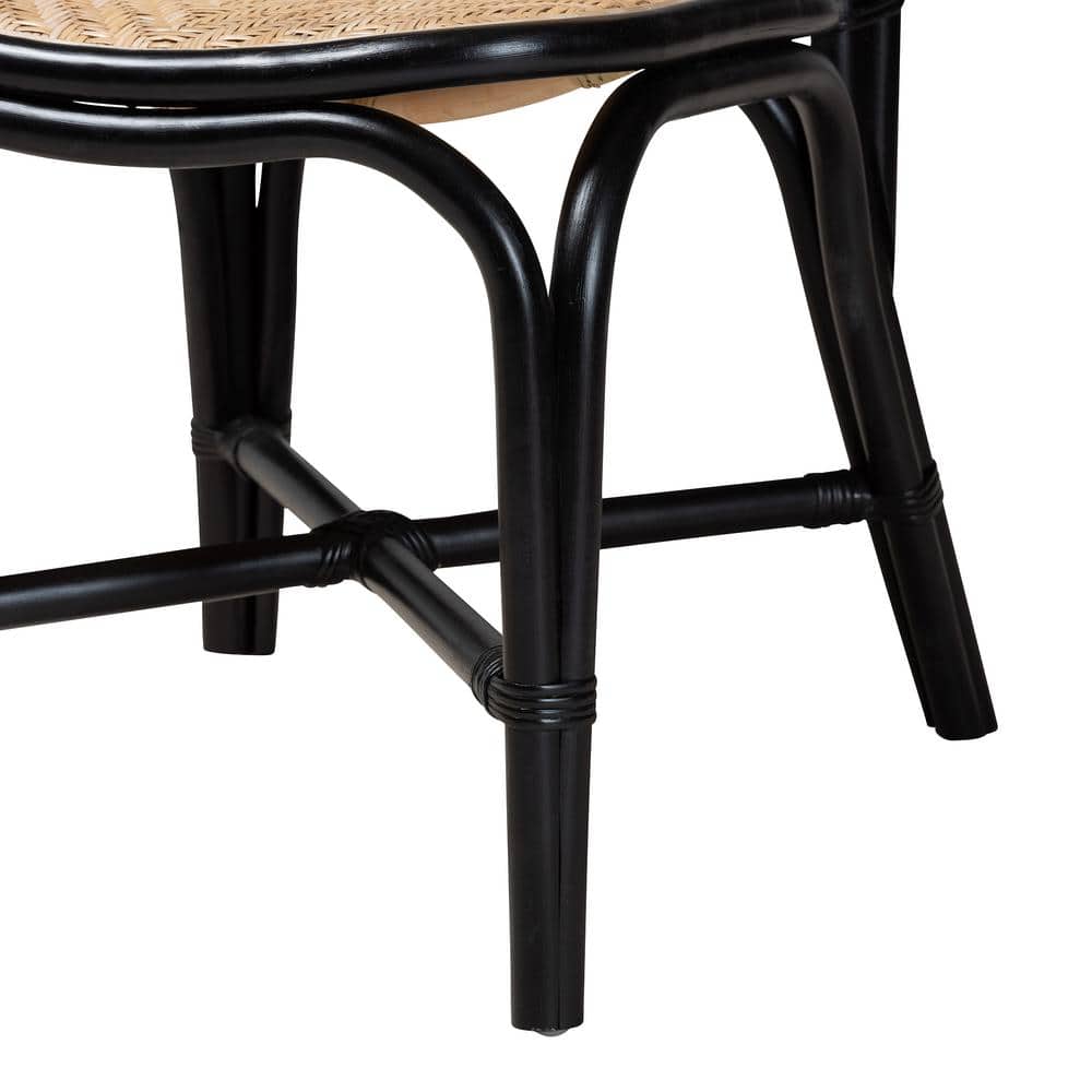 Ayana Black and Natural Rattan Low Side Chair