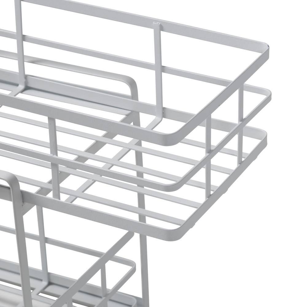 White Steel 2-Tier Sliding Basket Organizer