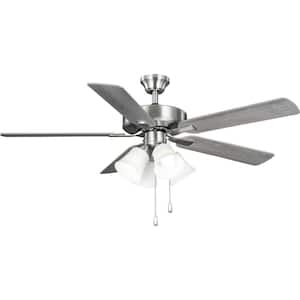AirPro 52 in. Integrated LED Indoor Brushed Nickel Silver 5-Blade AC Motor Transitional Ceiling Fan with Light