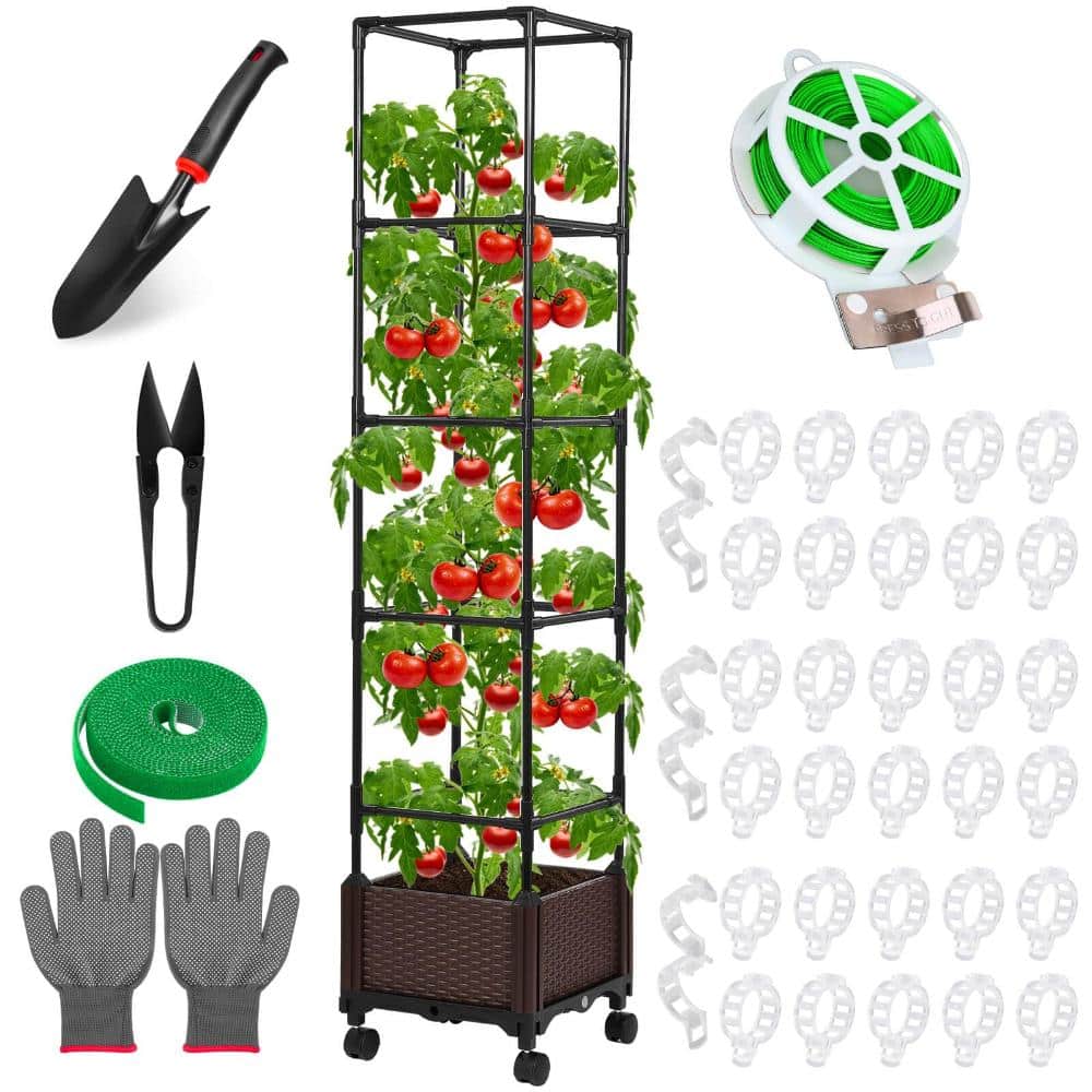 55.9 in Tomato Planter with Trellis, Self-Watering, Adjustable Support, Black, 1 Piece price history on PriceWatchPro