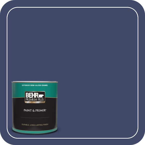 BEHR PREMIUM PLUS 1 qt. #PPU15-01 Nobility Blue Semi-Gloss Enamel Exterior Paint & Primer