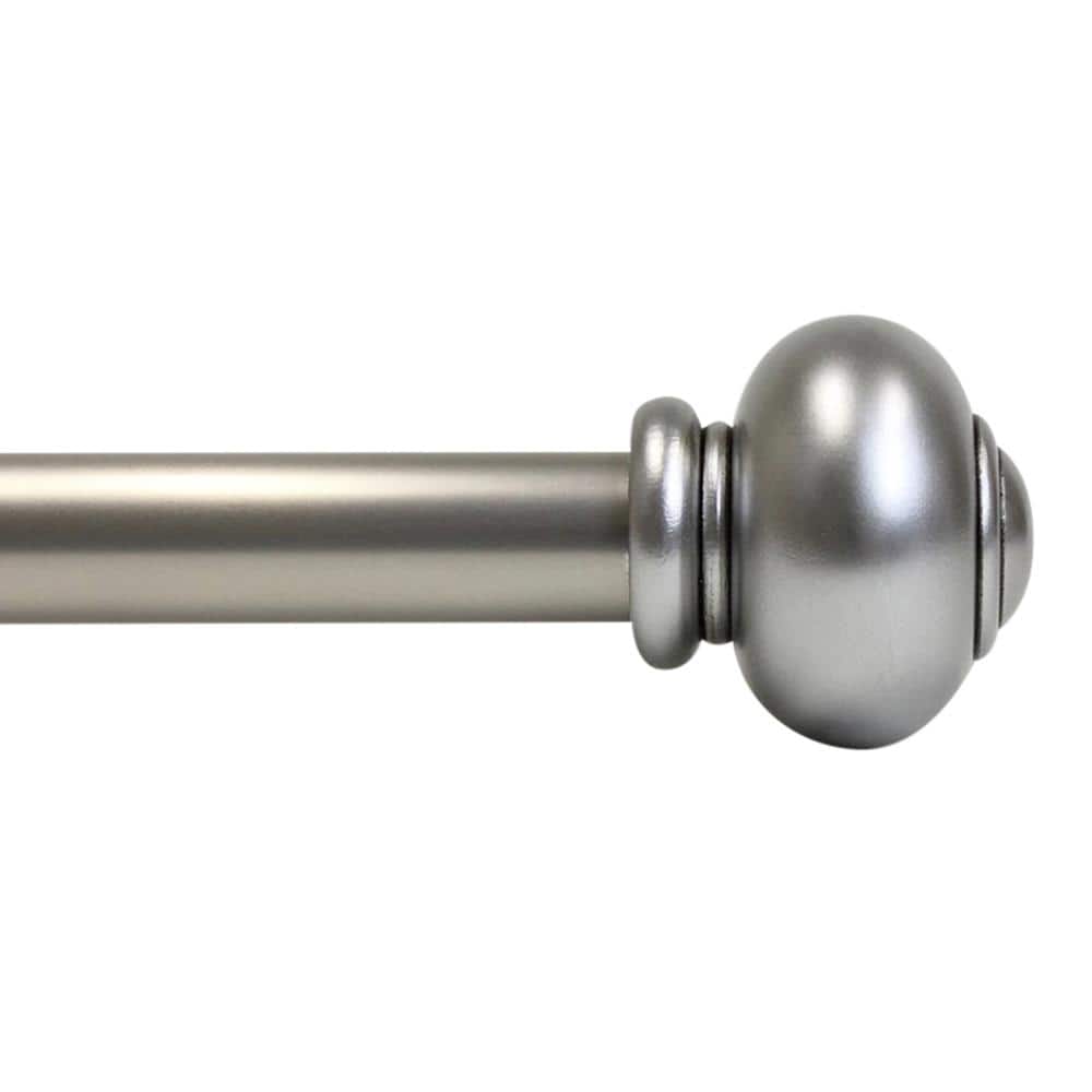 Satin Nickel Adjustable Curtain Rod with Finials, 120-170 inch