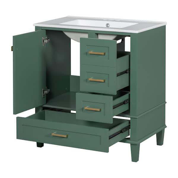 COWLOWN 30 in. D x 18 in. W x 34 in. H Bathroom Green Linen Cabinet