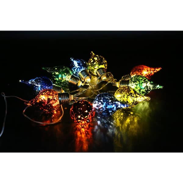 Alpine Corporation Multi-Colored Tear Drop String Lights with 10 LED Bulbs and Timer