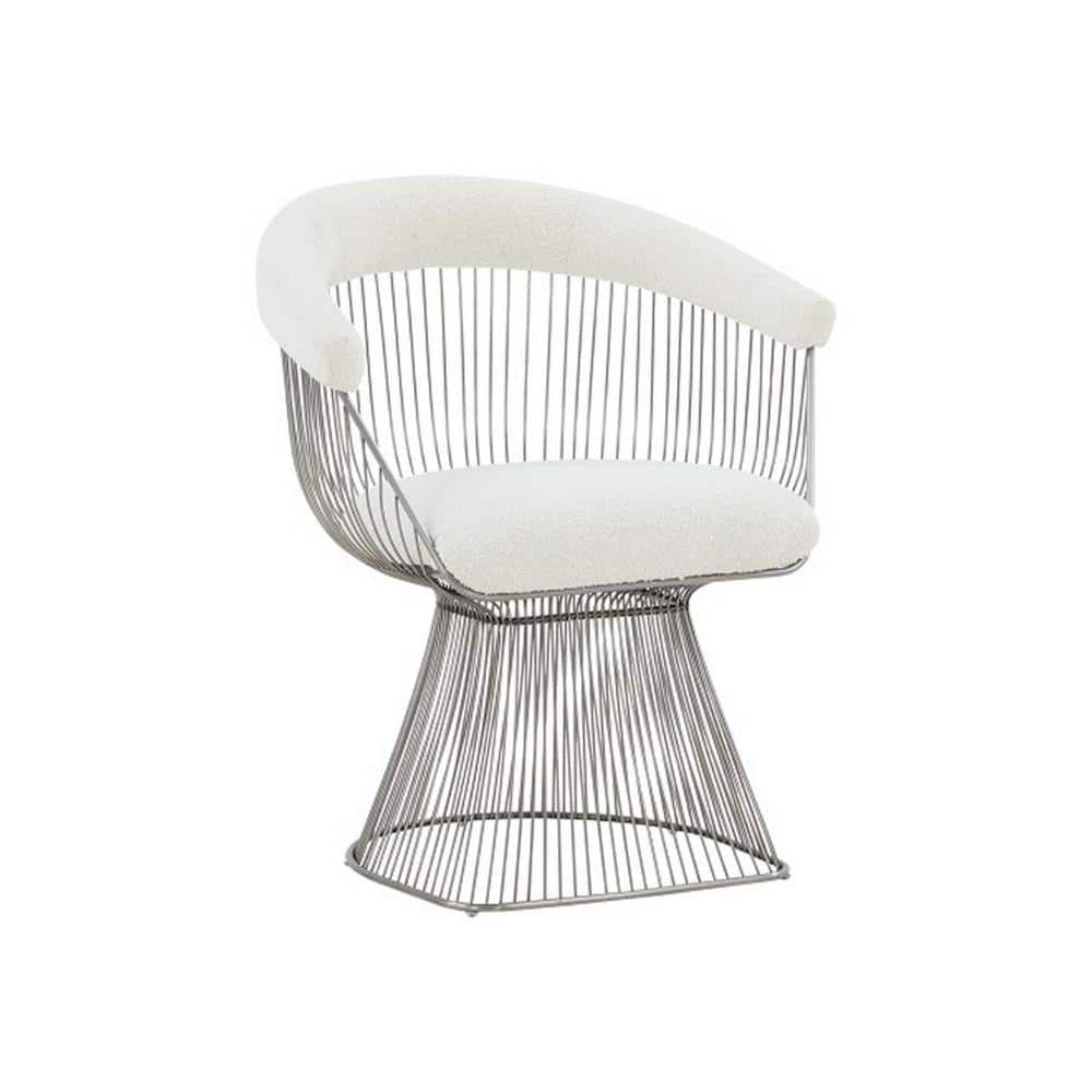 Benjara White And Silver Fabric Windsor Back Dining Chair BM301731 ...