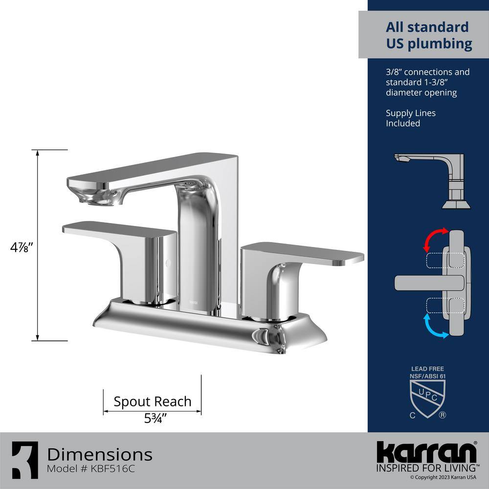 Venda Chrome Dual Handle Centerset Bathroom Faucet with Drain Assembly