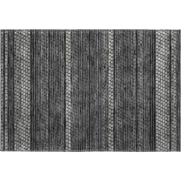 Mayfield Premium Machine Washable Abstract AMF2427 Black 3 ft. x 4 ft. Area Rug