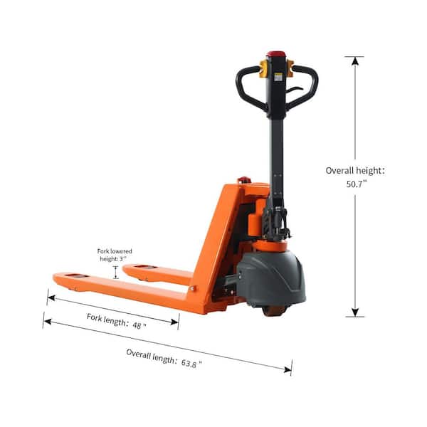 24V/20AH Lithium Battery Powered 3300 lbs. 48 in. x 27 in. Fork Electric Pallet Jack Truck Orange