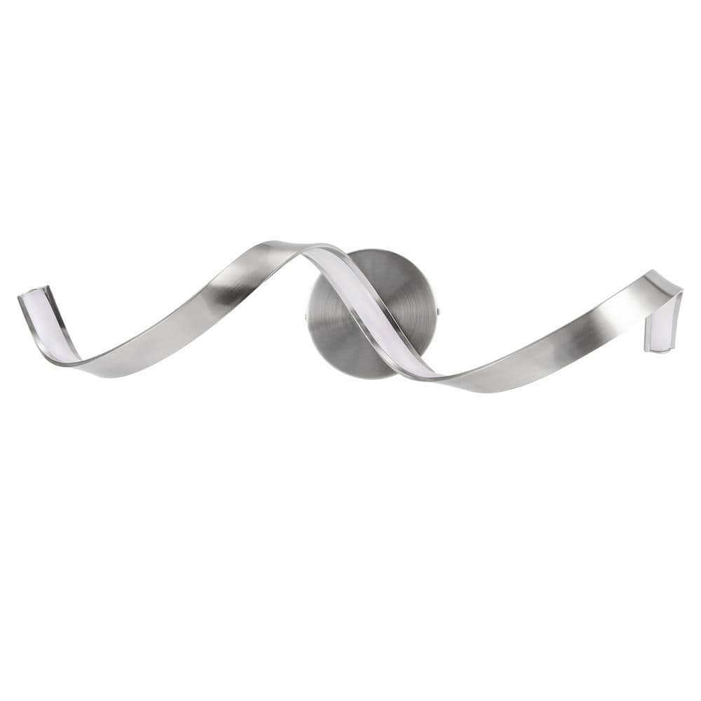 OUKANING 23.6 in. 1-Light Silver Modern Spiral 3-Color Integrated