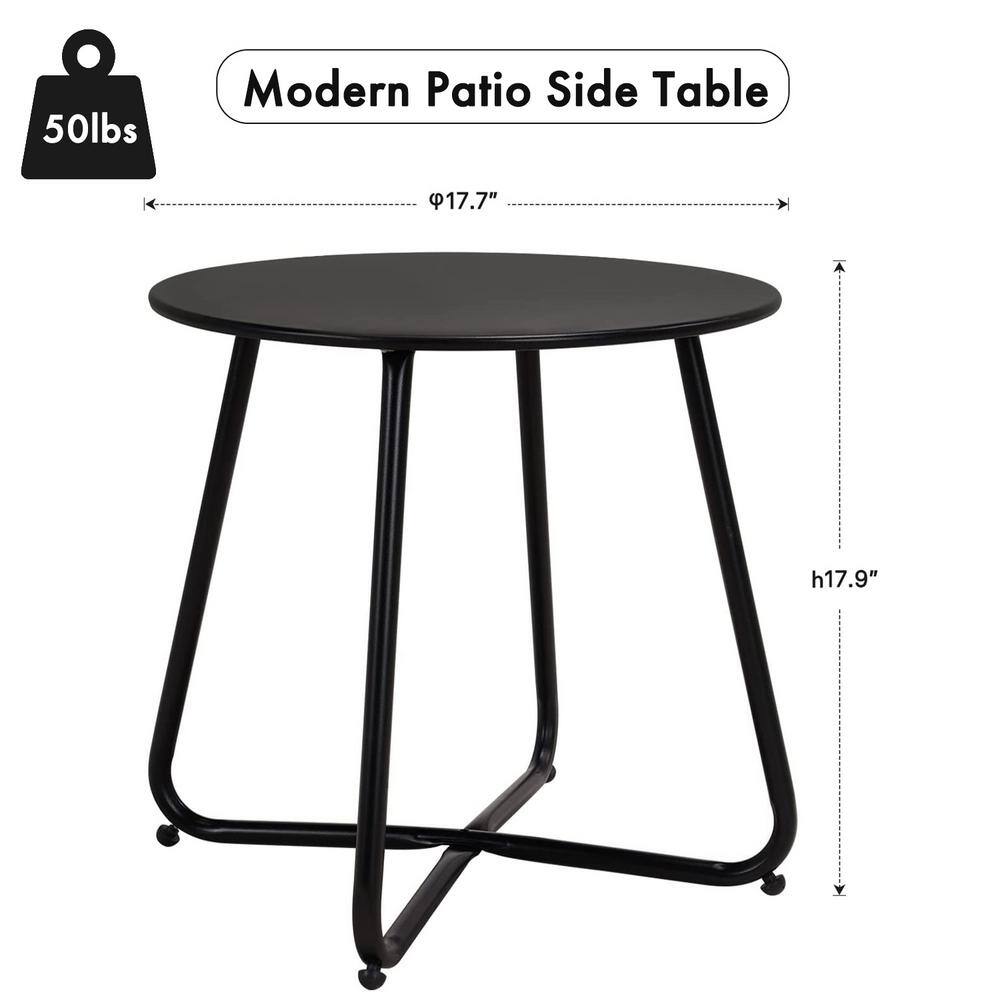 Black Steel Round Outdoor Patio Side Table