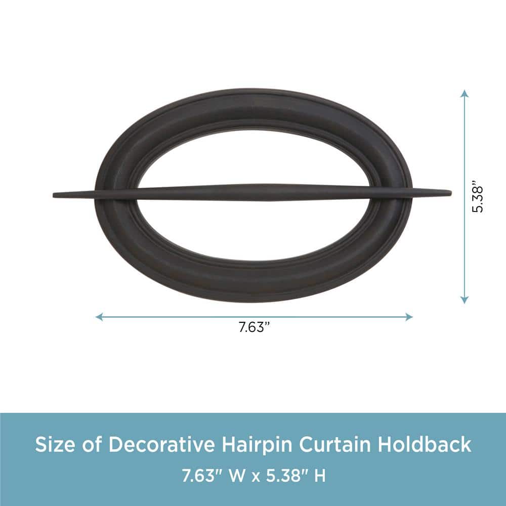 Black Resin Hairpin Tieback Curtain Holdback Set, 7.80 inches