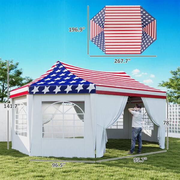 Outsunny 22.3 ft. x 16.4 ft. American Flag Party Tent, Wedding