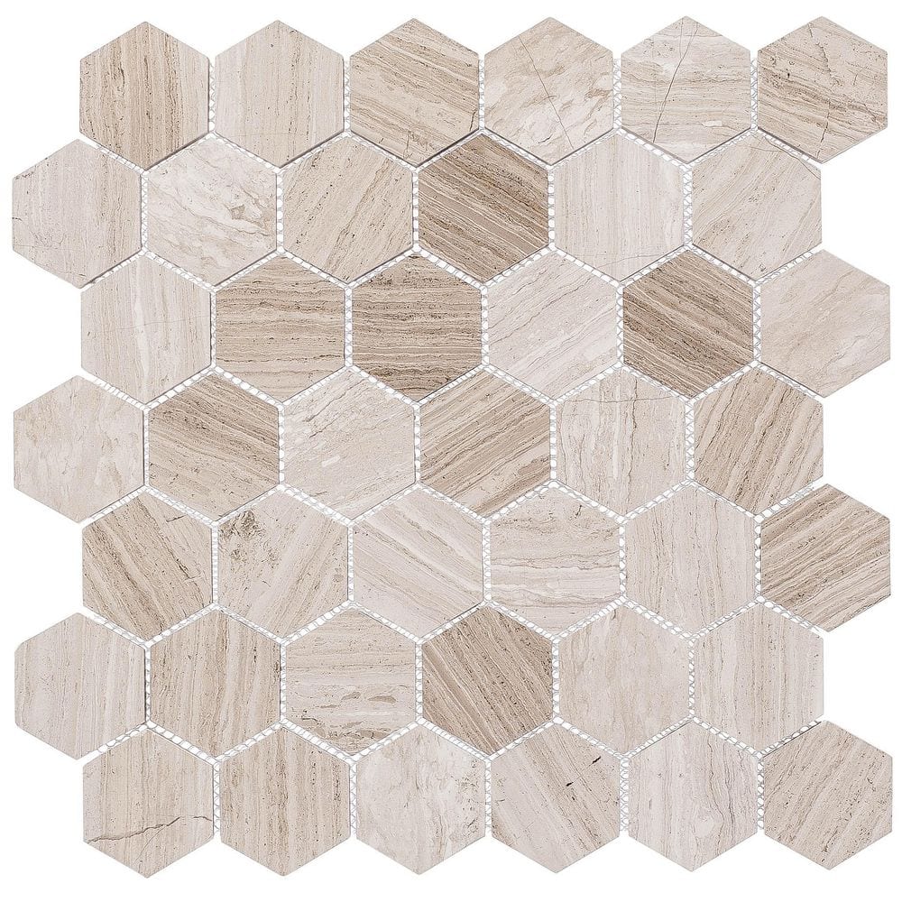 Clai Tan and Brown Matte Honeycomb Mosaic Tile