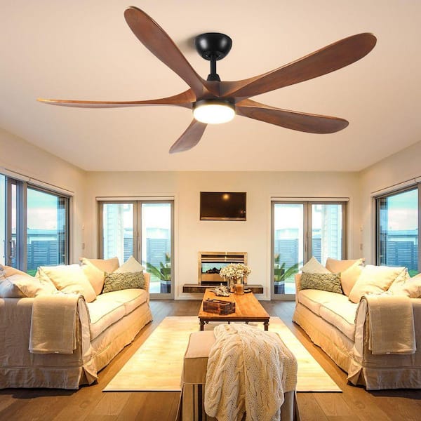 ONEMIX TT 62 in. Indoor Solid Wood Ceiling Fan with Integrated LED