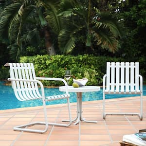 Gracie 3-Piece Metal Outdoor Conversation Seating Set - 2-Chairs and Side Table in Alabaster White