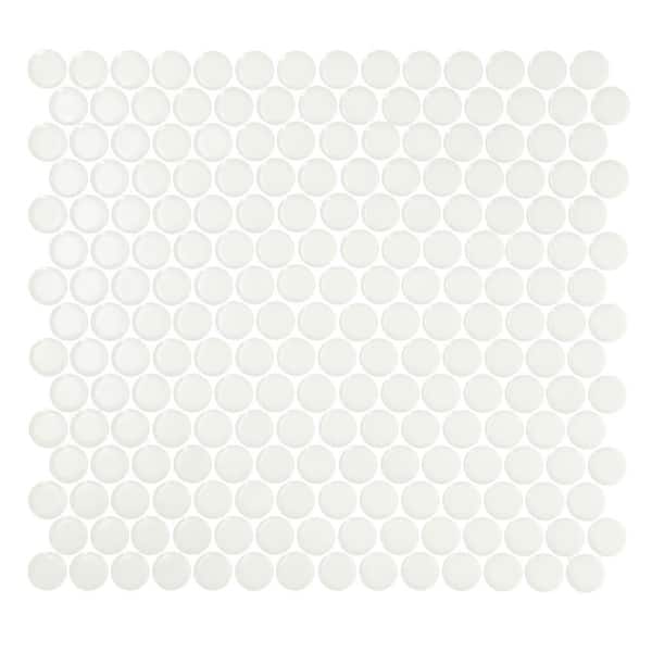 Restore Satin White 10 in. x 11 in. Glazed Ceramic Penny Round Mosaic Tile (0.83 sq. ft./Piece)