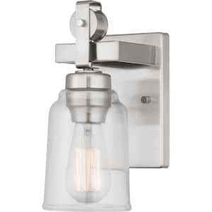 Knollwood 4.5 in. Brushed Nickel Sconce with Clear Glass Shade