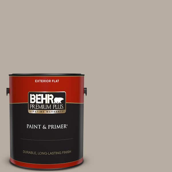 BEHR PREMIUM PLUS 1 gal. #PPU18-13 Perfect Taupe Flat Exterior Paint & Primer