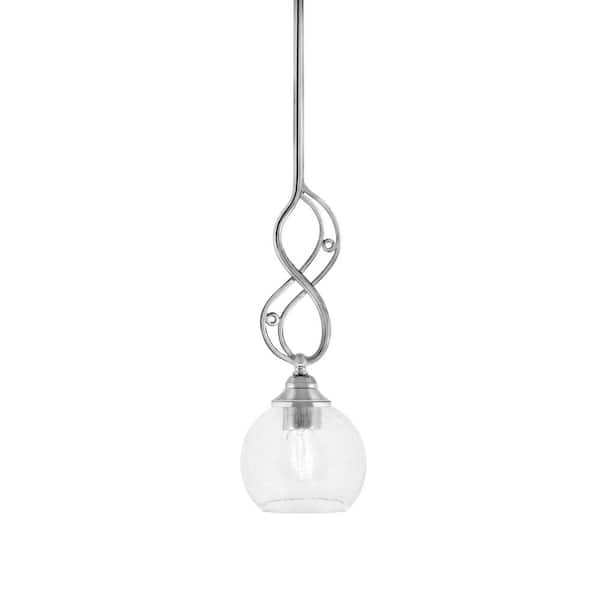Unbranded Revell 100-Watt 1-Light Chrome Stem Mini Pendant Light with 5 in. Clear Bubble Glass Shade and Light Bulb Not Included