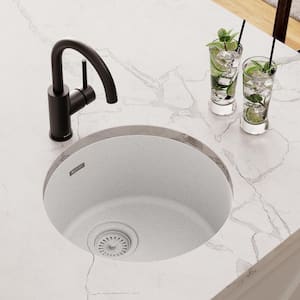 Quartz Classic 18 in. Drop-In/Undermount Single Bowl White Granite/Quartz Composite Bar Sink Only