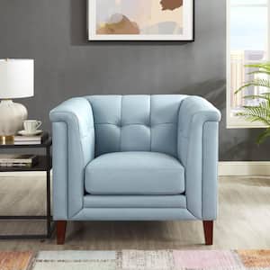 Arvo Spa Blue Top Grain Leather Arm Chair with Removable Cushion