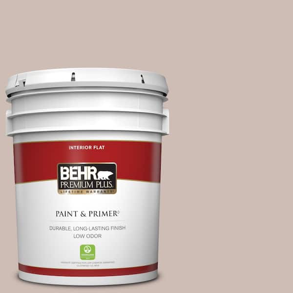 BEHR PREMIUM PLUS 5 gal. #N150-2 Smokey Pink Flat Low Odor Interior Paint & Primer