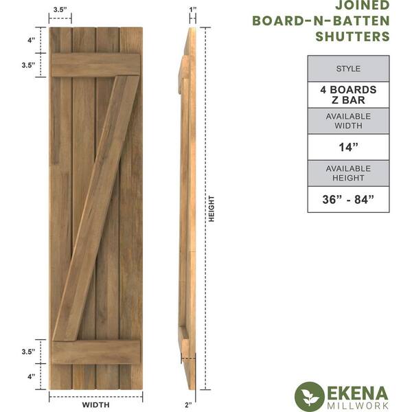 Ekena Millwork 14 in. W x 32 in. H Americraft 4-Board Exterior 