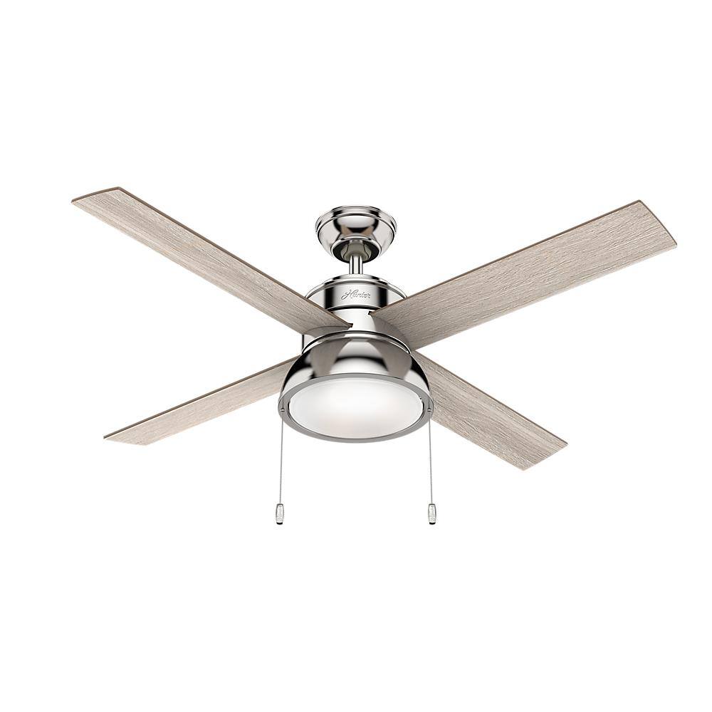 Hunter Loki 52 In Integrated Led Indoor Polished Nickel Ceiling Fan With Light Kit 54153 The Home Depot